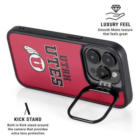 University of Utah Utes Text on Red iPhone 16 Pro Kickstand Case